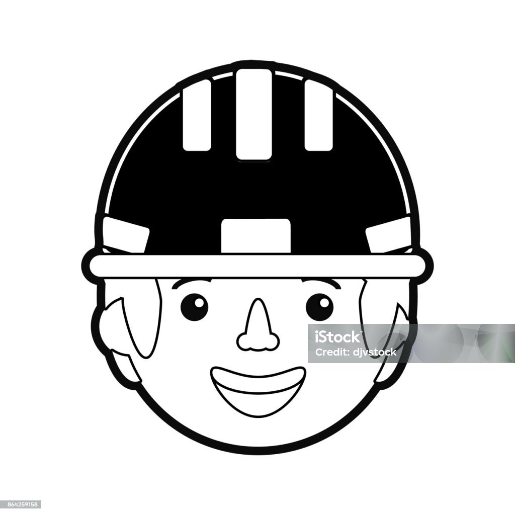 working man  vector illustratio flat line  monochromatic  working man over white background  vector illustration Adult stock vector