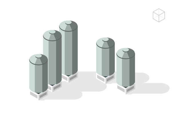 silos Isometric High Quality City Element on White Background silo stock illustrations