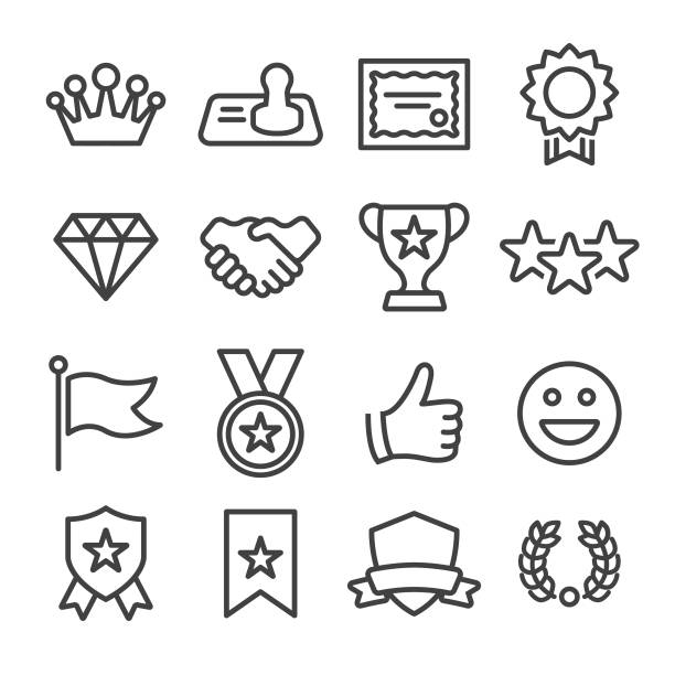 Honor and Success Icons - Line Series Award, Honor, Success, Achievement record breaking stock illustrations