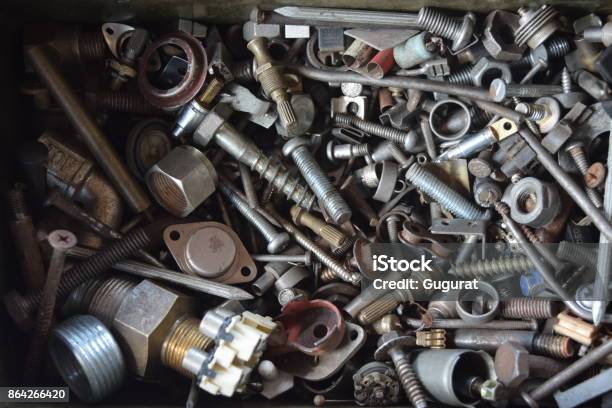 Industry Machine And Closeup Detail On Background Stock Photo - Download Image Now - Abstract, Bolt - Fastener, Business Finance and Industry