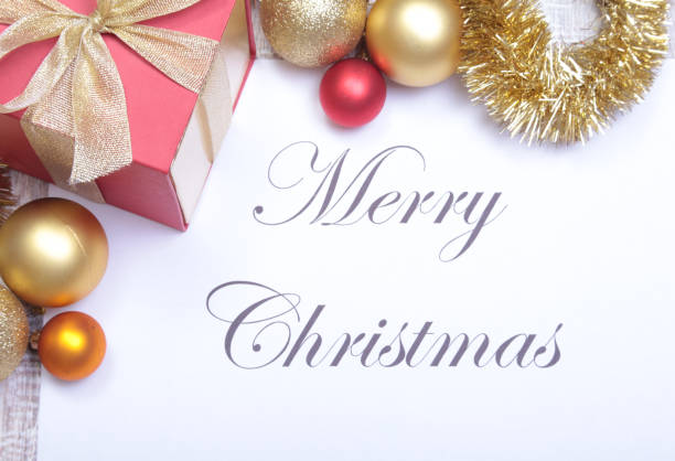 istock Text merry christmas on paper with many balls 864279094
