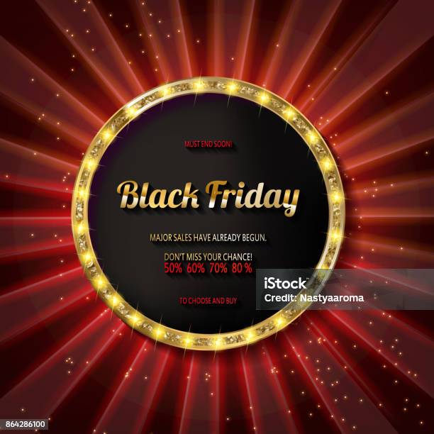 Black Friday Special Offer On Gold Badge Stock Illustration - Download Image Now - Abstract, Advertisement, Badge