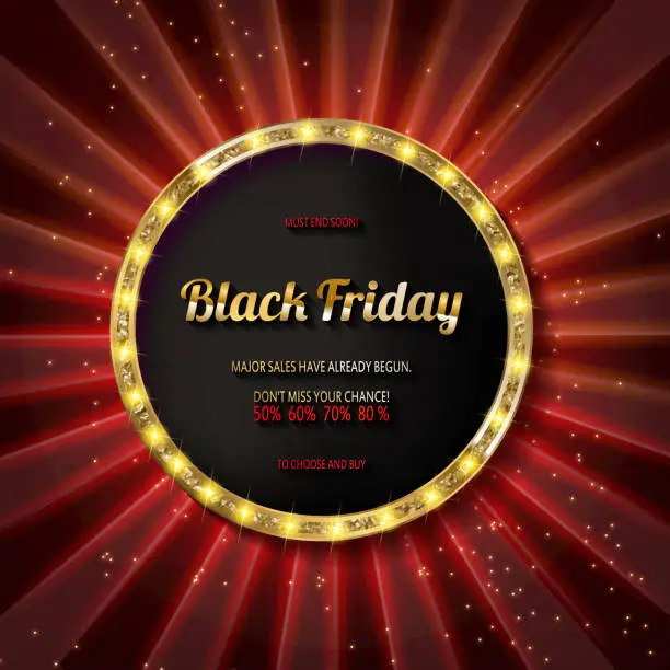 Vector illustration of Black friday special offer on gold badge