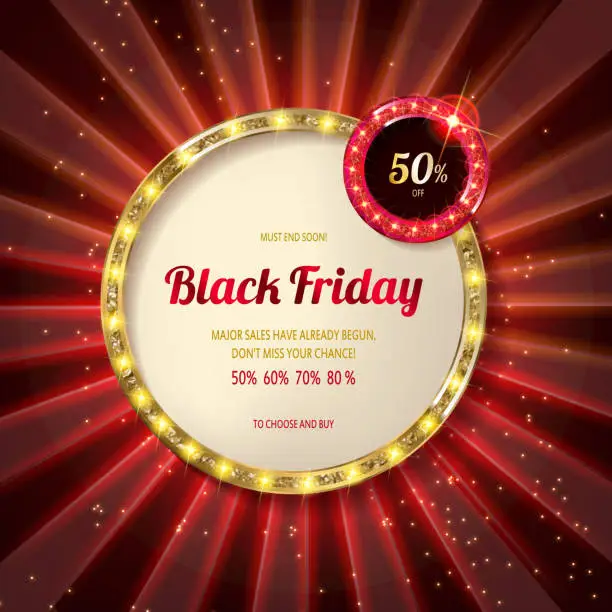 Vector illustration of Black friday special offer on gold badge