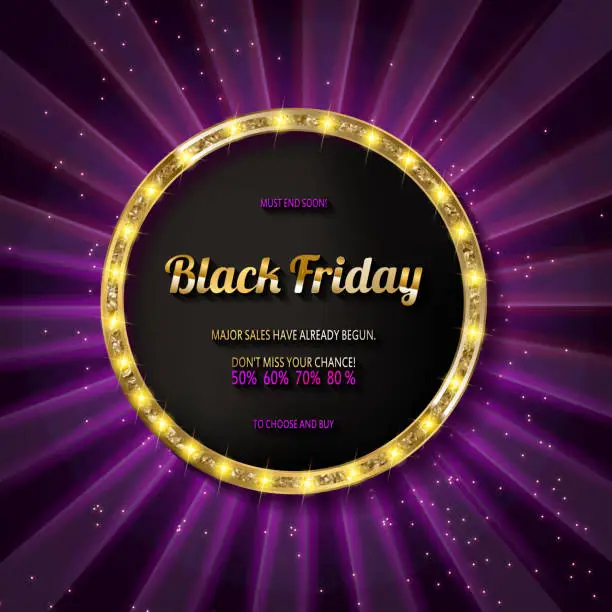 Vector illustration of Black friday special offer on gold badge