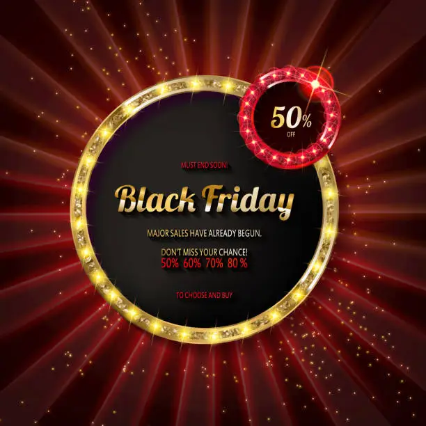 Vector illustration of Black friday special offer on gold badge