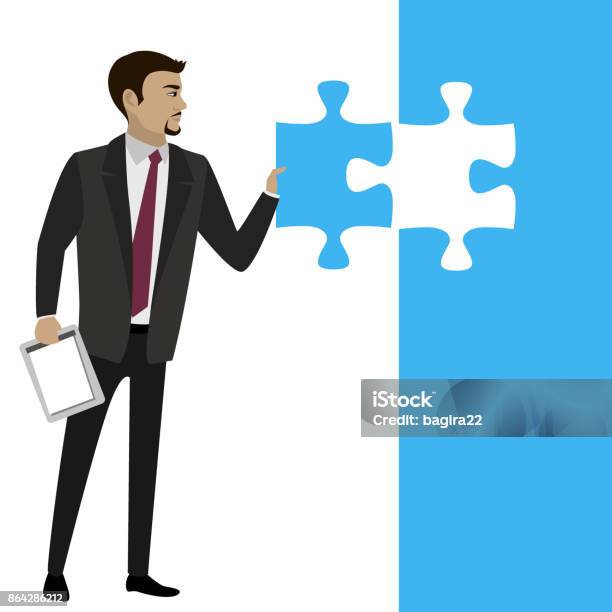 Business Concept With Piece Of The Puzzle Stock Illustration - Download Image Now - Achievement, Adult, Aspirations