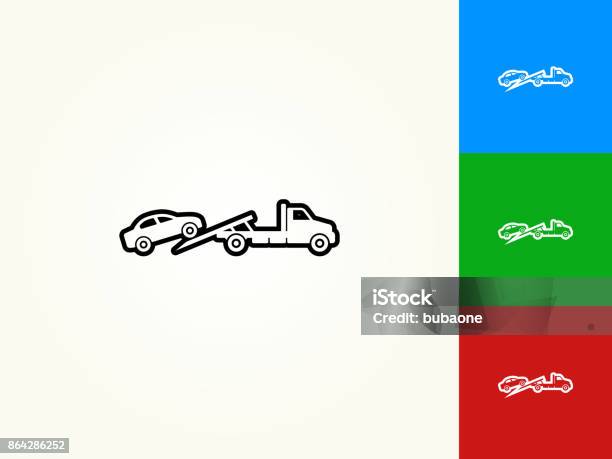 Towing Truck Black Stroke Linear Icon Stock Illustration - Download Image Now - Hook - Equipment, Towing, Black Color