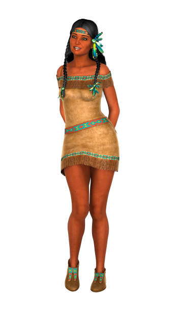 istock 3D rendering native American woman on white 864286368