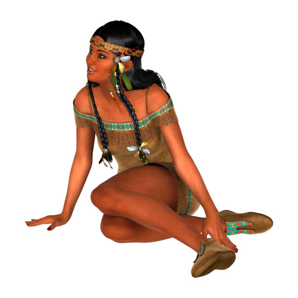 istock 3D rendering native American woman on white 864286376