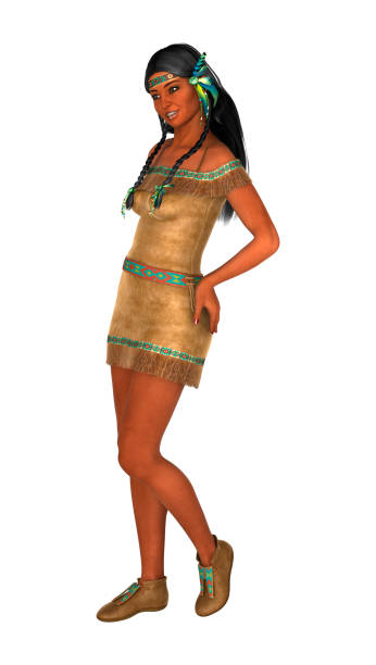 istock 3D rendering native American woman on white 864286378