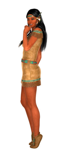 istock 3D rendering native American woman on white 864286398