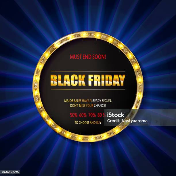 Black Friday Special Offer On Gold Badge Stock Illustration - Download Image Now - Abstract, Advertisement, Badge