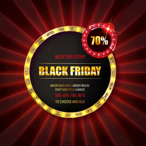 Vector illustration of Black friday special offer on gold badge