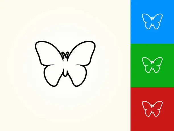 Vector illustration of Butterfly Black Stroke Linear Icon