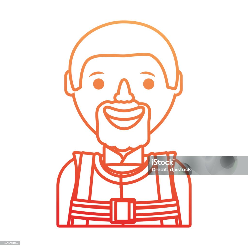 working man  vector illustratio flat line colored working man over white  background  vector illustration Adult stock vector