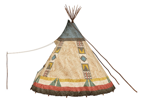 3D digital render of a native American teepee isolated on white background