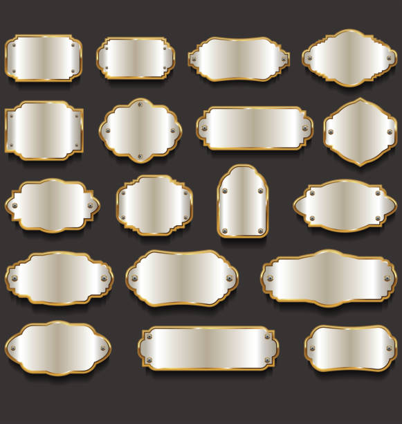 istock Metal plates premium quality golden collection 864295454