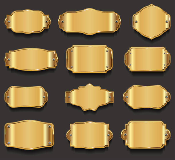 istock Metal plates premium quality golden collection 864295464