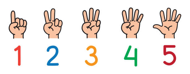 ilustrații de stoc cu mâinile cu degetele. set de pictograme pentru numărarea educației - socoteală