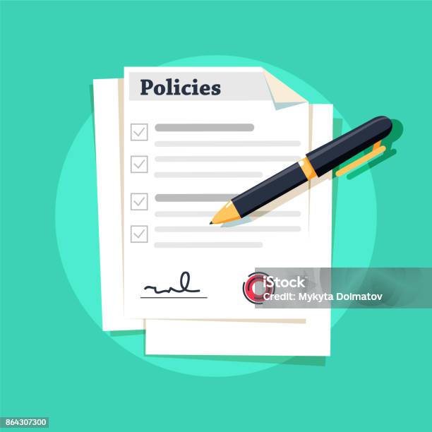 Policies Document Policies Regulation Concept List Document Company Clipboard Vector Illustration Stock Illustration - Download Image Now