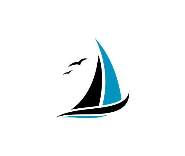 허드슨에서 아이콘크기 - sailboat sign nautical vessel shape stock illustrations