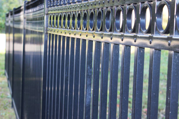 istock angle view of cast iron fence 864316510