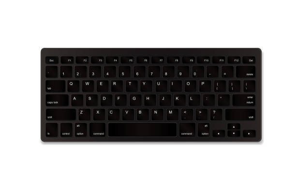 Black realistic plastic keyboard isolated on white background. Black realistic plastic keyboard isolated on white background raincoat stock illustrations