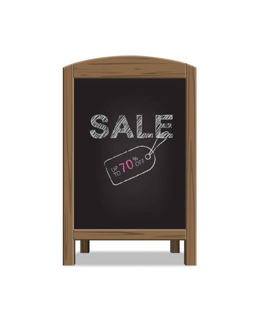 istock Wooden menu announcement board with Sale text. Vector illustration. 864321170