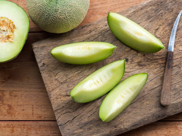 istock Fresh japanese green melon fruit. 864330080