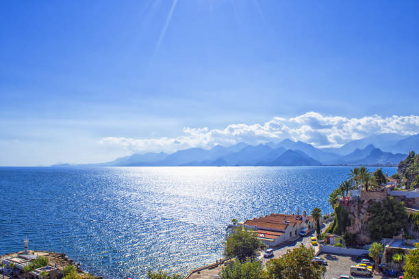 istock Panoramic view on Antalya mountains and Mediterranean Sea. Antalya, Turkey 864330184