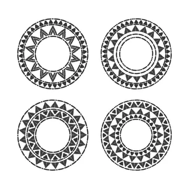 Vector illustration of Tribal round frames set vector