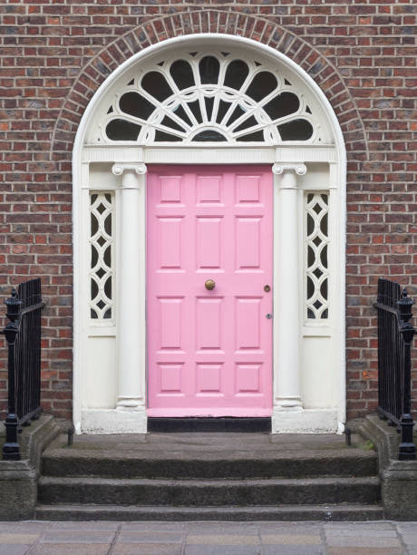 porta rosa georgiana - dublino, irlanda - dublin ireland brick built structure building exterior foto e immagini stock
