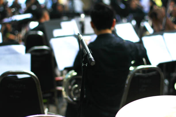 microphone on the stage of music band