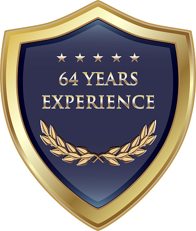 Sixty Four Years Experience Gold Shield
