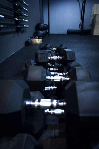 istock Rows of dumbbells in a gym 864345556
