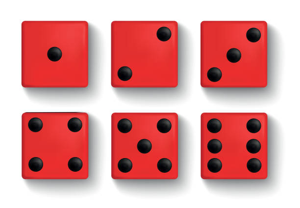 ilustrações de stock, clip art, desenhos animados e ícones de set of red vector realistic dice isolated on white background - isolated on white white background six objects group of objects