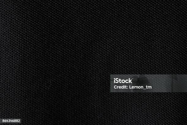 Black Fabric Texture Dark Textile Pattern Background Detail Of Cotton Material Stock Photo - Download Image Now