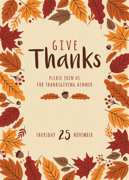 ilustrações de stock, clip art, desenhos animados e ícones de thanksgiving invitation template. - thanksgiving backgrounds autumn falling