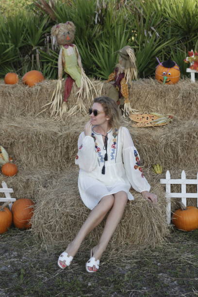 istock Fall decoration and woman. 864363192