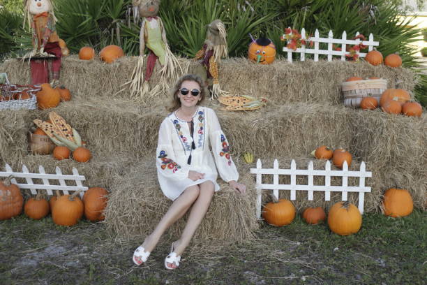 istock Fall decoration and woman. 864363686
