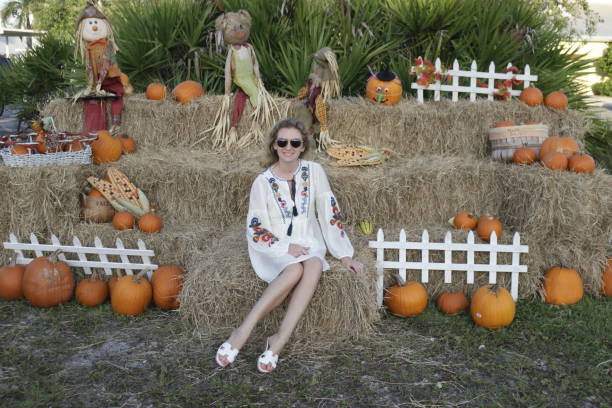 istock Fall decoration and woman. 864365856