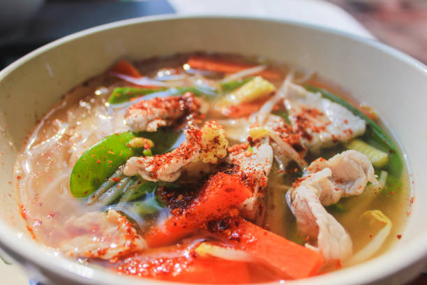Spicy chicken noodle soup in Bangkok