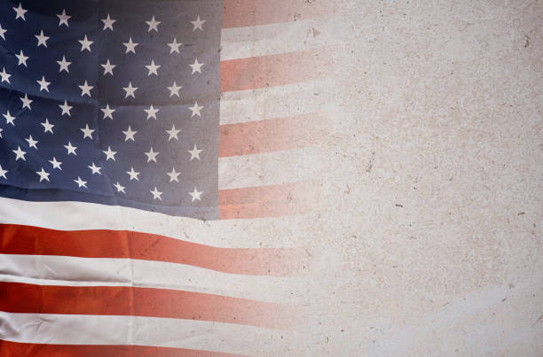 istock American flag on stone background, USA flag 864371536