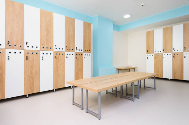 istock Interior of gym locker room 864388166