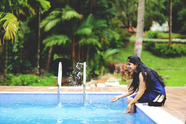 Pool in a luxurary hotel in Orchha, India.