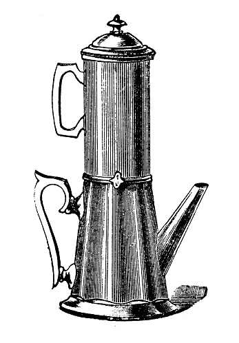 Antique household book engraving illustration: Coffee pot