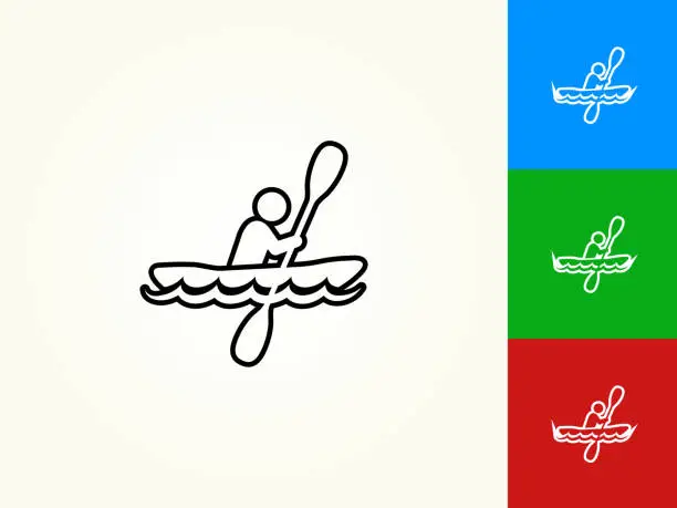 Vector illustration of Paddleboat Black Stroke Linear Icon