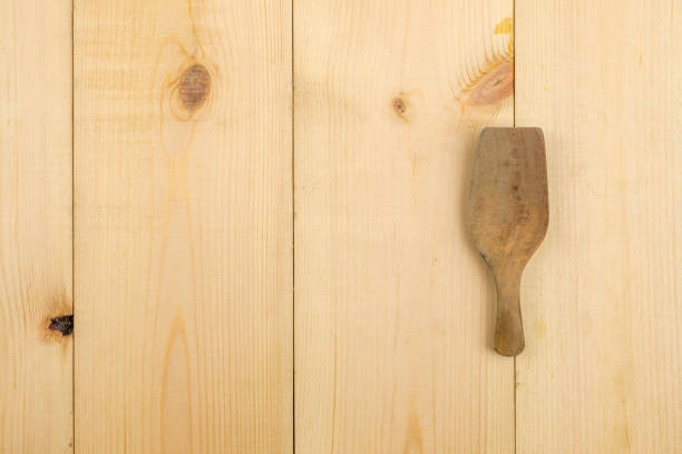 istock Wooden spoon for dessert bakery on the pine table. 864393698
