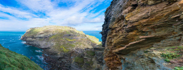 bay of the castle of King Arthur at Tintagel in Cornwall
